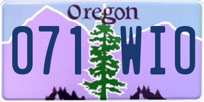 OR license plate 071WIO