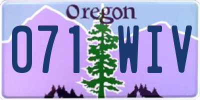OR license plate 071WIV