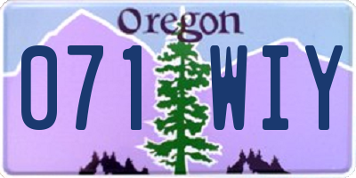 OR license plate 071WIY
