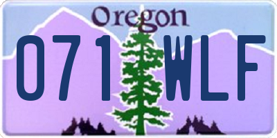 OR license plate 071WLF