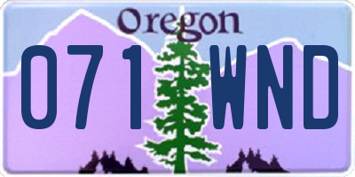 OR license plate 071WND