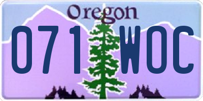 OR license plate 071WOC