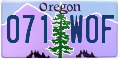 OR license plate 071WOF