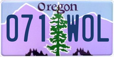 OR license plate 071WOL