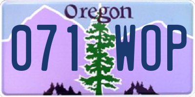 OR license plate 071WOP