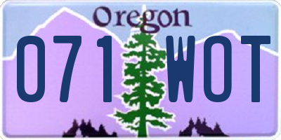 OR license plate 071WOT