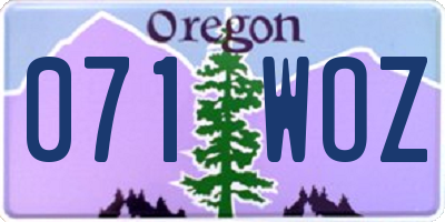 OR license plate 071WOZ