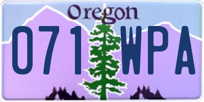 OR license plate 071WPA