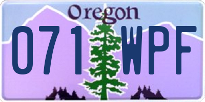 OR license plate 071WPF