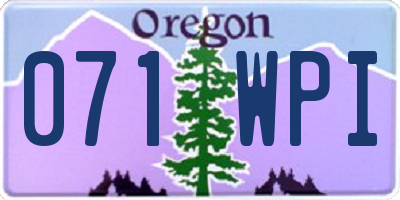 OR license plate 071WPI