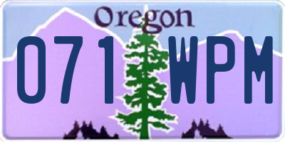OR license plate 071WPM