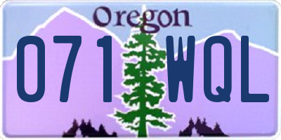 OR license plate 071WQL