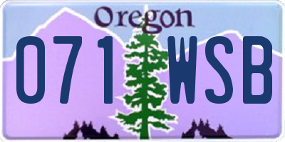OR license plate 071WSB