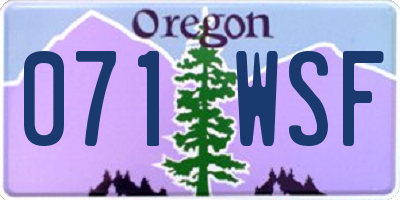 OR license plate 071WSF