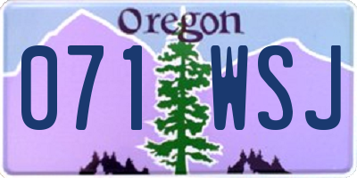 OR license plate 071WSJ