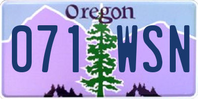 OR license plate 071WSN