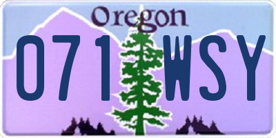 OR license plate 071WSY