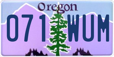 OR license plate 071WUM