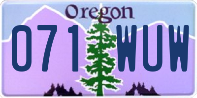 OR license plate 071WUW