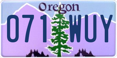 OR license plate 071WUY