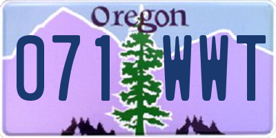 OR license plate 071WWT