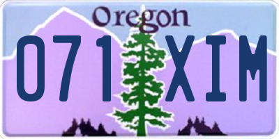 OR license plate 071XIM
