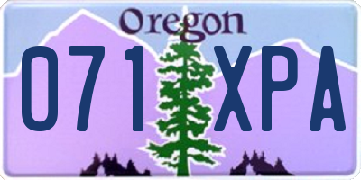 OR license plate 071XPA