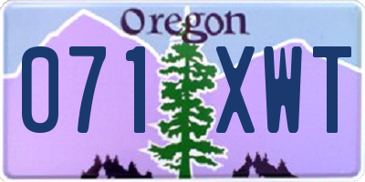 OR license plate 071XWT