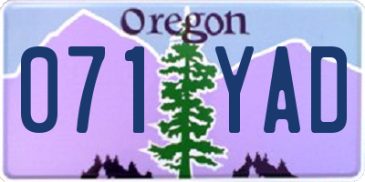 OR license plate 071YAD