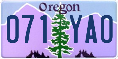 OR license plate 071YAO