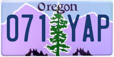 OR license plate 071YAP