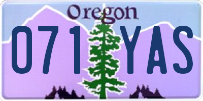 OR license plate 071YAS