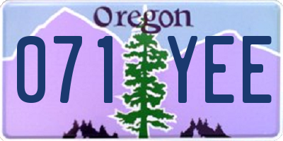 OR license plate 071YEE