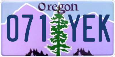 OR license plate 071YEK