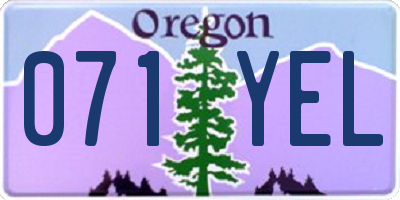 OR license plate 071YEL