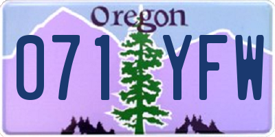 OR license plate 071YFW