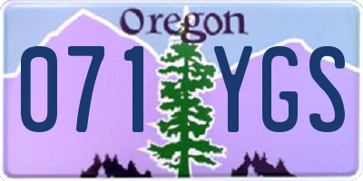 OR license plate 071YGS