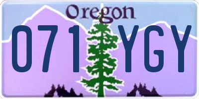 OR license plate 071YGY