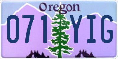 OR license plate 071YIG