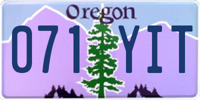 OR license plate 071YIT