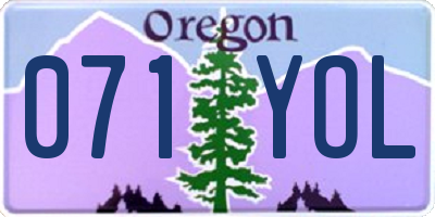 OR license plate 071YOL