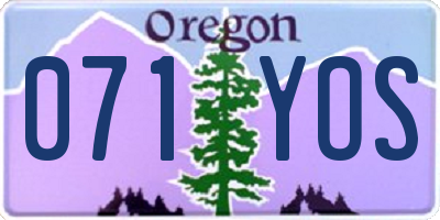 OR license plate 071YOS