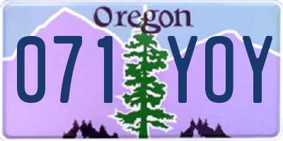 OR license plate 071YOY
