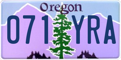 OR license plate 071YRA