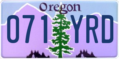 OR license plate 071YRD