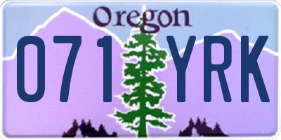 OR license plate 071YRK
