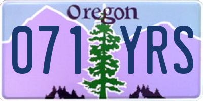 OR license plate 071YRS