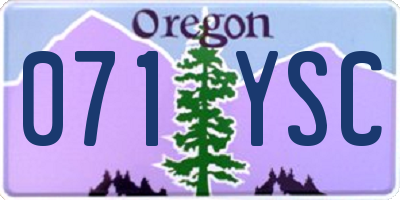 OR license plate 071YSC