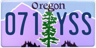 OR license plate 071YSS