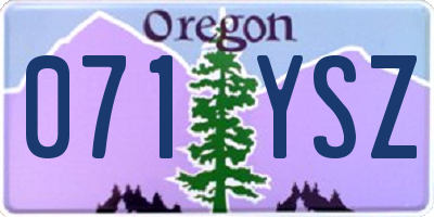 OR license plate 071YSZ